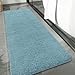 LOCHAS Bathroom Rug Runner 24x60 Inch, Soft Thick Absorbent Microfiber Bath Rugs for Bathroom, Machine Washable, Shaggy Plush Non Slip Bath Mat for Tub, Shower Floor, Quick Dry Mats, Spa Blue