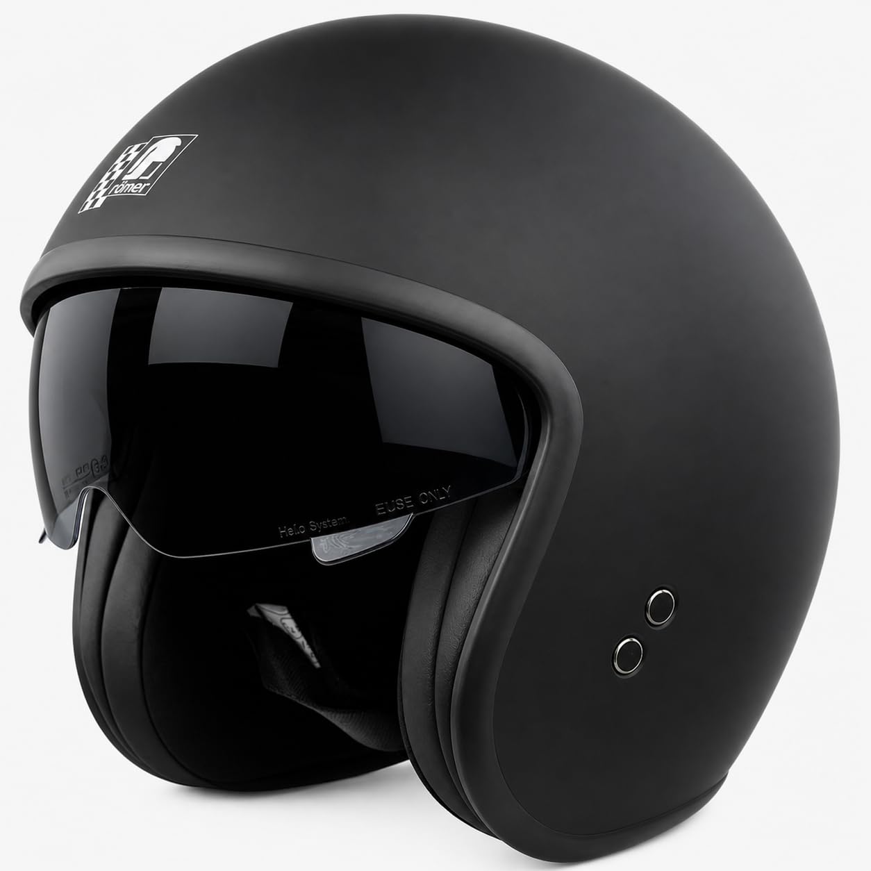 Römer Jethelm RR10701 - Motorradhelm mit Sonnenvisier + gratis klaren Visier, matt schwarz, Gr. XS-XXL