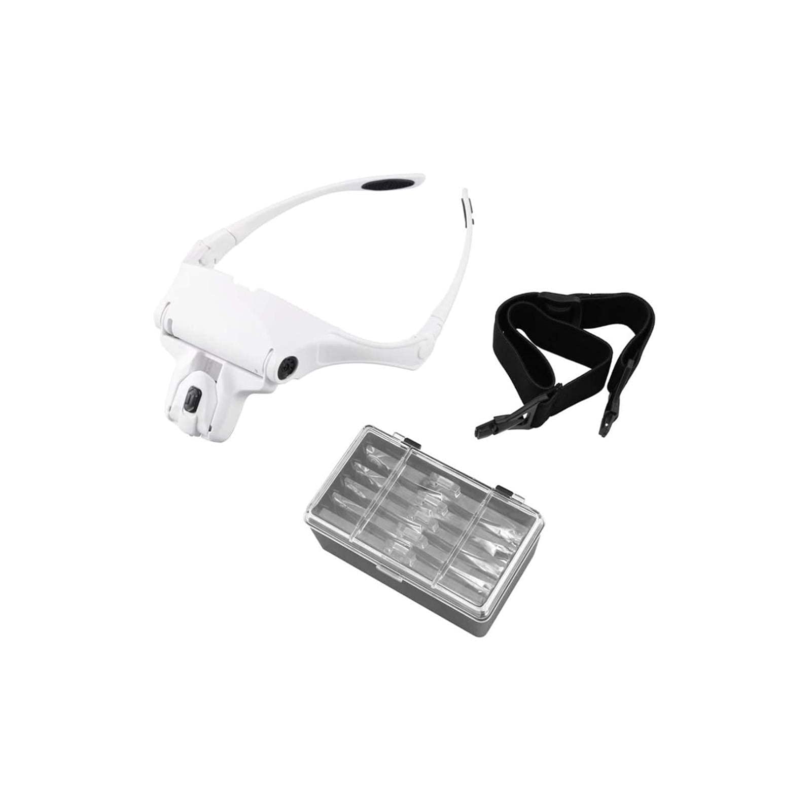 Lupa Na Głowę, Okulary Powiększające Z Podświetleniem, Lupa Na Głowę Z 2 Diodami Led, Wymiennymi Soczewkami, 1,0X/1,5X/2,0X/2,5X/3,5X, Lupa Słuchawkowa Do Czytania, Lupa,
