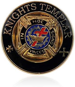 Knights Templar Round Black Masonic Lapel Pin Metal Mason Badge