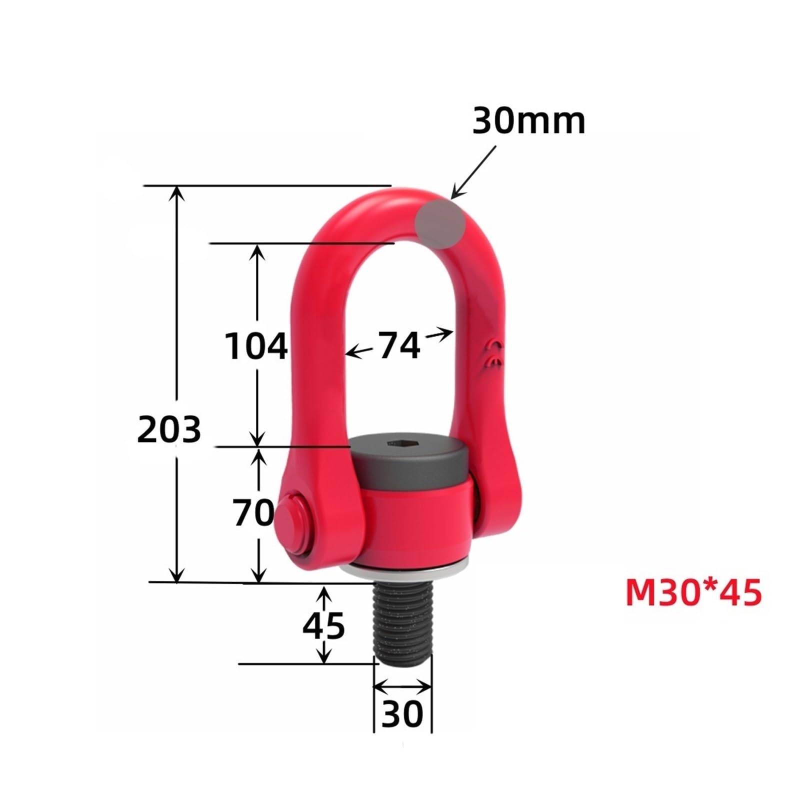 Hochfester G80-Stahl-Rotationsring, 360-Grad-Drehpunkt, universelle U-förmige Bolzenösen für schweres Heben, M30 x 45