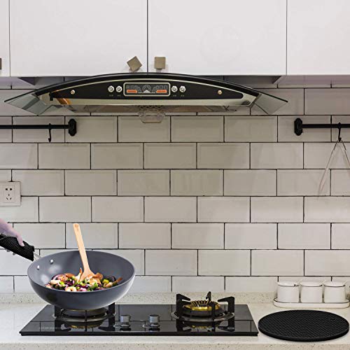 Extra Thick Silicone Trivets Heat Resistant Pot Holder And Oven Mitts,Trivets For Hot Dishes,Nonslip Insulation Honeycomb Rubber Hot Pads For Countertop,Multi-Purpose & Flexible Mats,2 Pack Black #TOP7