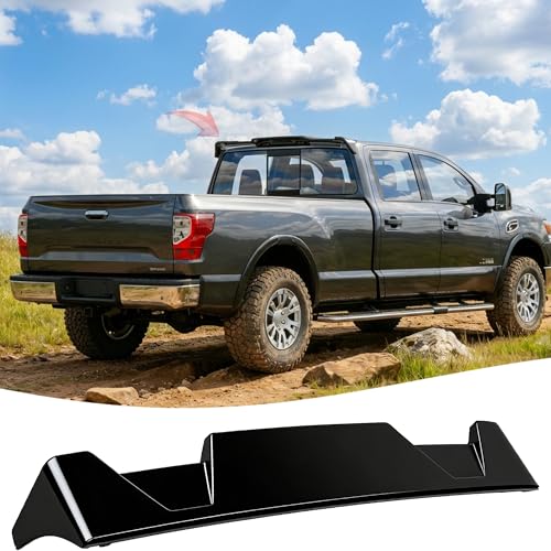 STSEV01 Rear Spoiler Cab Roof Wing Fit for Nissan Titan 2nd 2th Gen 2017-2025 Accessories Platinum/PRO-4X/ S/SL/SV (Only for Crew Cab 4 Dr) Gloss Black Top Wing Lip Exterior