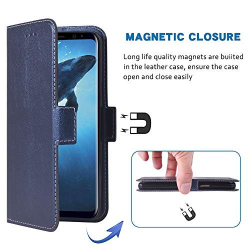 Phone Case For Samsung Galaxy S8 Active Folio Flip Wallet Case,Pu Leather Credit Card Holder Slots Heavy Duty Full Body Protection Kickstand Protective Phone Cover For Glaxay S8Active Blue #TOP3