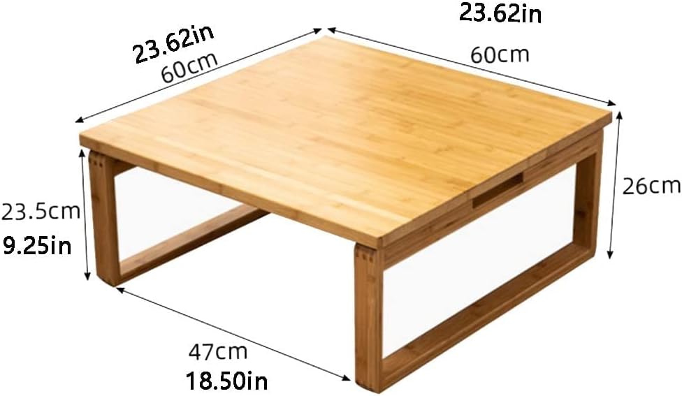 Portable Bamboo Folding Coffee Table - Multifunctional Square Design Ideal for Dining Kids' Art & Home Use Natural Color Compact Size 60X60X23.5Cm,Natural60*60 * 23.5Cm - Image 3