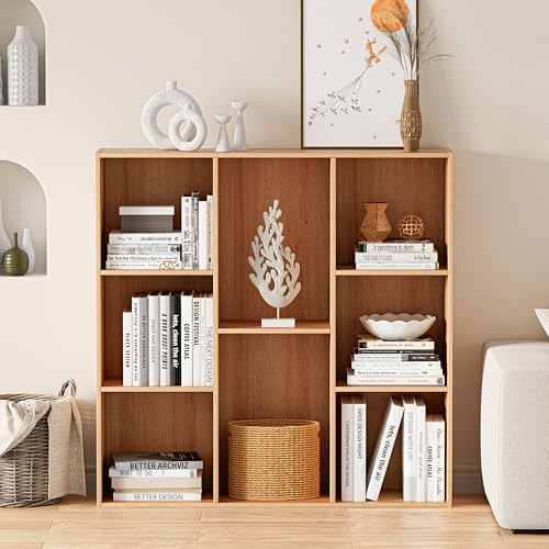 VDNEND Bücherregal Würfelregal Holz 8 Fächer, Aufbewahrungsregal mit Geschlossener Rückwand, Raumteiler Regal, Büroregal, Aktenschrank für Wohnzimmer Büro Kinderzimmer, 91,4 x 24 x 91,2 cm