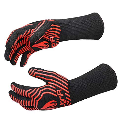 AngLink Gants de Barbecue, Gants de Four Anti-Chaleur Jusqu'à 800u00b0C 1 Paire Universel Gants de Cuisine en Silicone Parfait pour Grill BBQ Cuisine Four de Cuisson 33cm Rouge
