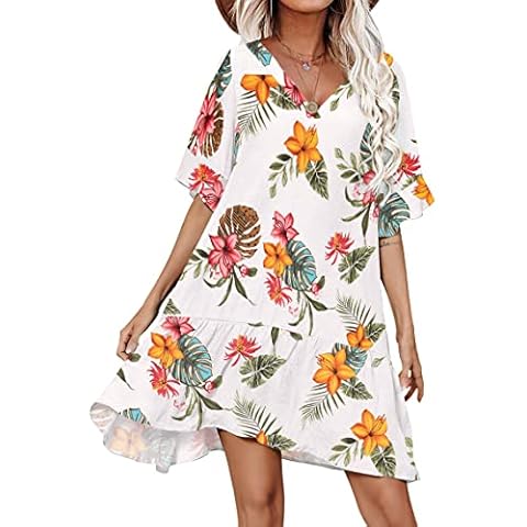 Aoulaydo Swimsuit Cover Ups for Women Sexy Beach Cover Up Dress Short Sleeves Bathing Suit Coverup Cover