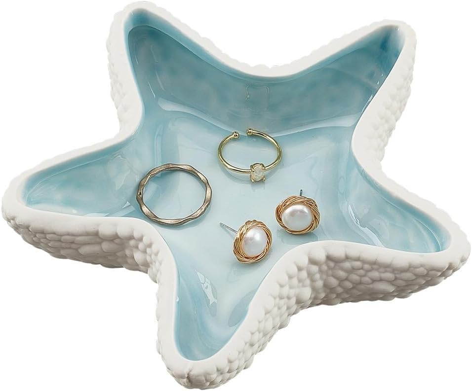 Ceramic Starfish Jewelry Dish, Ring Holder, Trinket Dish, Candy Dish, Small Key Bowl, Ocean Art Gift for Women, Housewarming Present