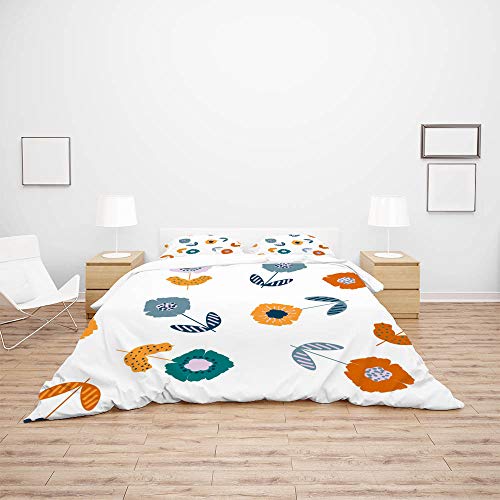 Parure de lit housse de couette fleurs peintes colorées linge de lit doux
