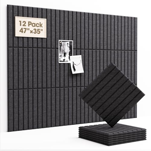 Image of Acoustic Panels 12 Pack Square Soundproof Wall Panels with 60 Adhesive Tapes, High Density Acoustic Foam Panels Sound Proof Foam for Home Office, Recording Studio, Ceiling, 12 inch X 12 inch X 0.4 inch