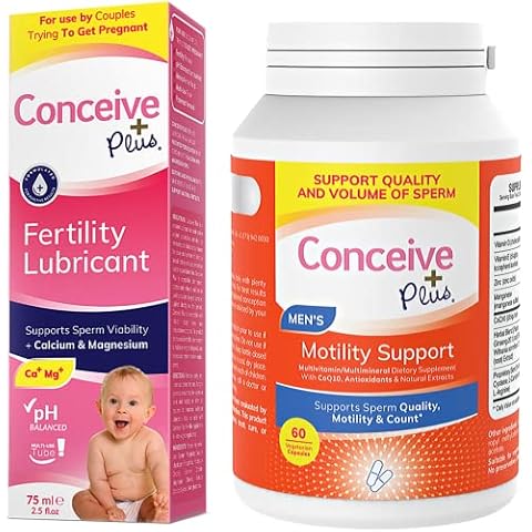 Conceive Plus Fertility Lubricant 2.5 Ounce & Motility Support Supplement for Men Trying to Conceive 60 Caps Bundle Cover