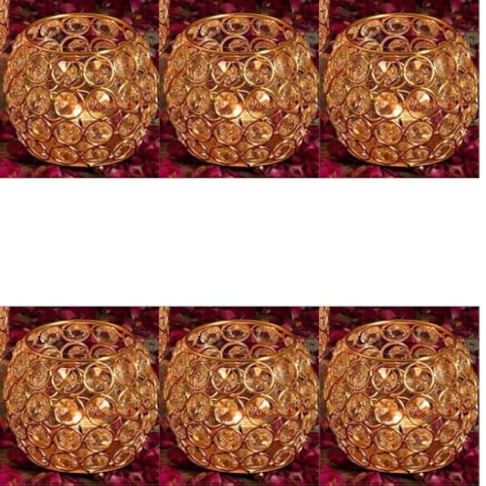 Set of 6 Votives Bowl Crystal Tea Light Candle Holder