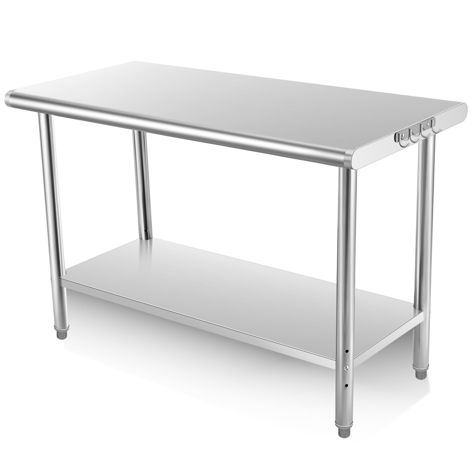 COZONY Stainless Steel Prep Table, 48 x 24 Inches Kitchen Work Tables, NSF Commercial Worktable for Restaurant and Home