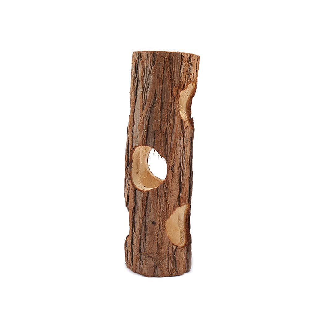 ANCLLO Tubo de túnel de madera natural para hámster, cabaña de juego, bosque, tronco hueco, diseño de agujero para ardillas, ratones, chinchillas, ardillas, animales pequeños