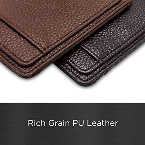 ENCASED Worlds Slimmest Airtag Wallet for Men, Ultra-thin Super Slim Profile (Deep Grain) PU Leather Card Holder Compatible with Apple AirTag, Brown4