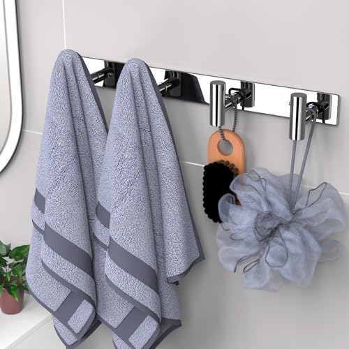 Image of VAEHOLD Hat and Coat Wall Mount Rack - Hooks for Robes, Bags, Keys, and Towels - Bathroom Towel Hanger Organizer (Polished Chrome, inchT inch Shape 4 Hooks 2 Pack)