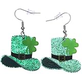 KOMBIUDA Pendientes Trébol Verde para San Patricio Pendientes Largos de Fiesta para Mujer Joyería de Declaración para Celebraciones y Regalos Festivos