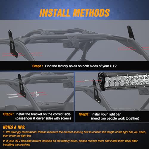 Image of Nilight Light Bar Mounting Brackets for 50 Inch Straight Lights UTV Roof Upper Windshield Compatible with Can-am Maverick X3 MAX DS RS MR Turbo R 2017 2018 2019 2020 2021 2022 2023 2024