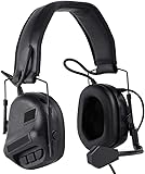 ATAIRSOFT Taktisch Kopfhörer Militärstandard Schießen Ohrenschützer verwendung mit PTT Walkie Talkie Radio Airsoft Taktisch Headset Schwarz