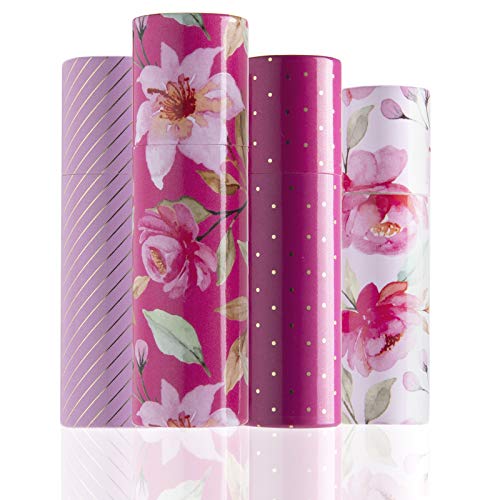 Beauty Concepts 4 Pack Lip Balm Set- Moisturizing Lip Balm, Lip Repair and Hydration, in Honey, Mango, Berry, and Sweet Lemon, with Pink Floral Gift Box