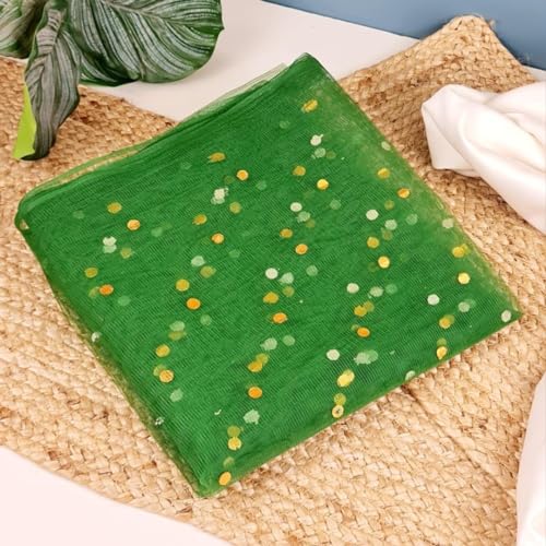 Image of SATYAM KRAFT 5 Meter Multipurpose Net Fabric Cloth for Birthday, Wedding, Valentine, Party, Event, Stage Backdrop, Pooja Background, Tent, Mandap & Festive Decoration Item (Green)