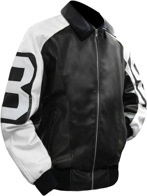Image of 8 Pool Bomber Jacket- Faux Leather Seinfeld David Puddy Eight ball Lettermen Jacket - 90's Bomber Jacket