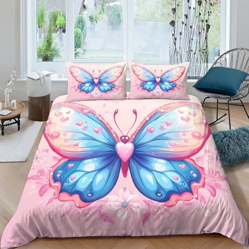 Housse de couette papillon microfibre lavable machine et ultra résistante 260x220 - 4