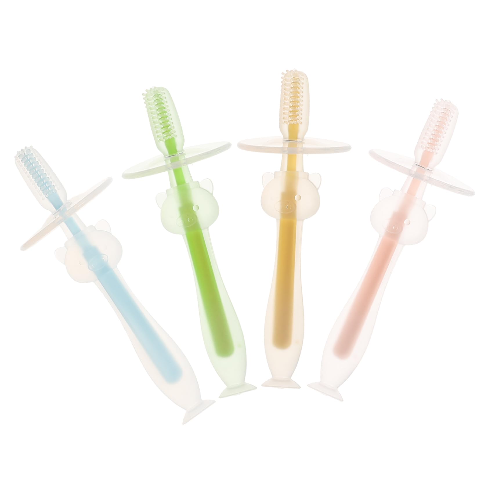 POPETPOP 16pezzi Spazzolini Silicone Per Ragazzo Ragazza Con Base Ad Aspirazione Spazzolini Morbidi Per Igiene Design Sicuro e Massaggiante Per Gengive Colori Pastello