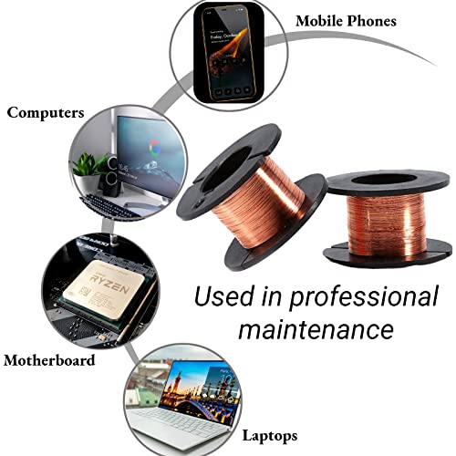 5Pcs Enameled Jumper Wire 0.1Mm Enameled Wire Copper Winding Wire Enamelled Repair Wire 15M,For Transformers, Inductors, Motors, Speakers, Hard Drive Head Actuators, Electromagnets #TOP4