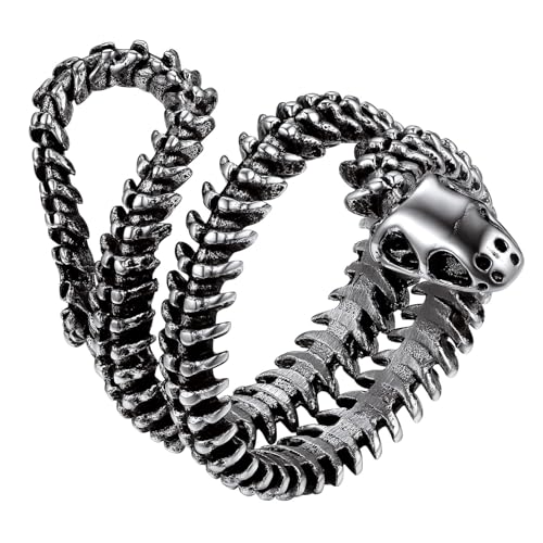 FaithHeart Punk Snake Rings for Men Women, Stainless Steel/18K Gold Plated Gothic Midi Ring Size 7-14, Sent with Gift Box 02. Ouroboros-Black 10