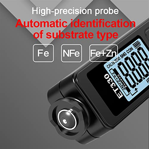 Medidor de grosor ET330+Zn para pintura de auto, medidor electroplate para capa metálica, medición de recubrimiento 0-1500 um para Fe y NFe (Negro) miniatura 4