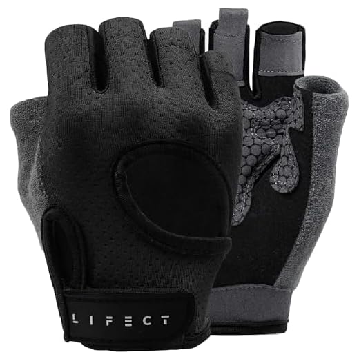 LIFECT Essential Breathable Workout Gloves, Weight Lifting Shorty Fingerless Gloves with Curved Open Back, for Gym, Women and Men (Black, Medium)