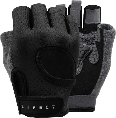 LIFECT Breathable Workout Gloves, Knuckle Weight Lifting Fingerless Gym Exercise...