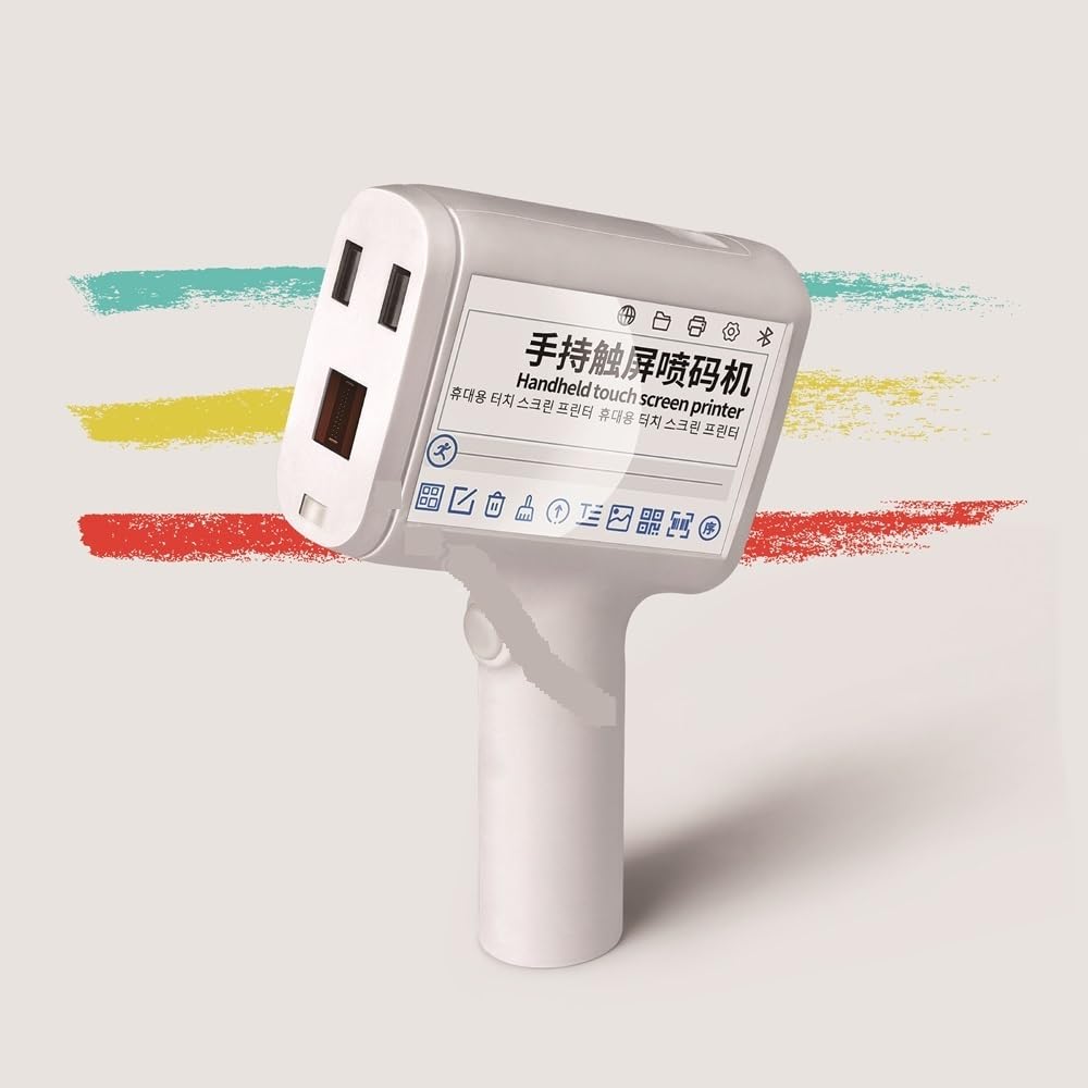 MYUYEE Portable Inkjet Coder, Handheld Inkjet Printer 12.7Mm Barcode Barcode Batch Code Numbering Logo Label Portable Inkjet Printer (White With 1 Ink 1)