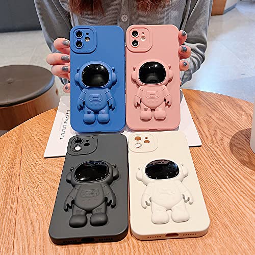 Minscose Compatible For Iphone 11 Cute Case, 6D Astronaut Hidden Stand Design Soft Liquid Silicone For Women Girls Fashion Slim Soft Flexible Tpu Rubber For Iphone 11, 6.1 Inch-Black #TOP4