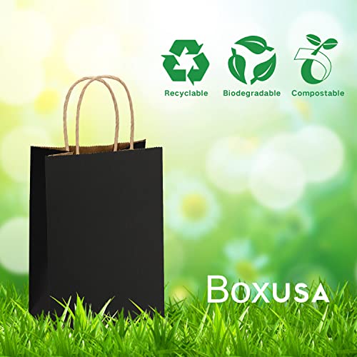 Boxusa Paper Bag 5.25X3.75X8 Black 110Pcs Small Gift Bags Bulk, Paper Shopping Bags, Business Bags, Craft Gift Bags, Retail Bags, Brown Bags, Merchandise Bags #TOP1