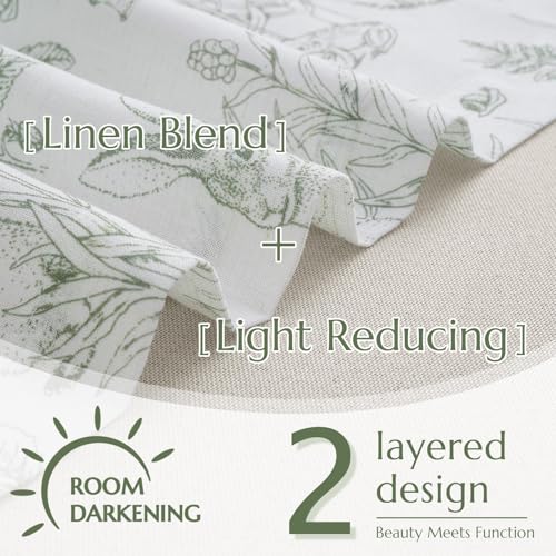 Jinchan JC009DYM-PT-5018C06 Linen Valance Curtain For Windows Animal Printed Valance 18 Inch Farmhouse Valance For Kitchen Living Room Blackout Double Layer Toile Modern Valance Rod Pocket 1 Panel Green thumb #2