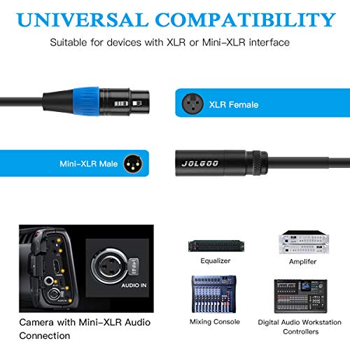 Mini Xlr Male To Xlr Female Adapter Cable, 3-Pin Mini Xlr Male To Xlr Female Adapter Cable, For Bmpcc 4K Camera Video Assist 4K Sharp 8K, 1 Feet - Jolgoo #TOP1