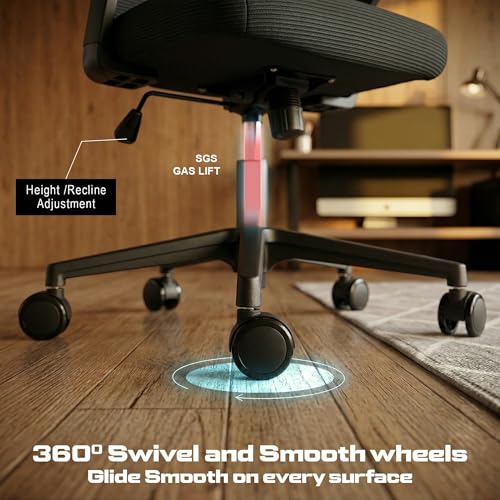 Image of DROGO Premium Ergonomic Office Chair for Work from Home, High Back Computer Chair with Breathable Mesh, Flip Up Armrest, Adjustable Seat, Rocking & Winged Back | Mesh Chair for Office (Black)