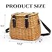 Peohud Wicker Picnic Basket, Empty Gift Basket with Linen, Willow Picnic Hamper with Lid and Shoulder Strap for Camping, Gardening, Foraging, Easter Egg Gathering