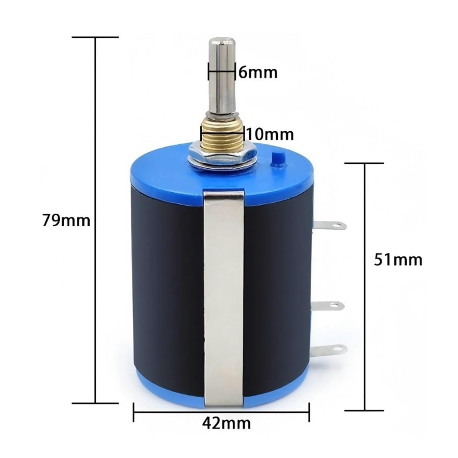 potenziometro a filo avvolto, WXD4-23 Potenziometro rotativo a filo avvolto multigiro 10Kohm 3W - Reostato di controllo albero da 6mm （1 pz(10K)