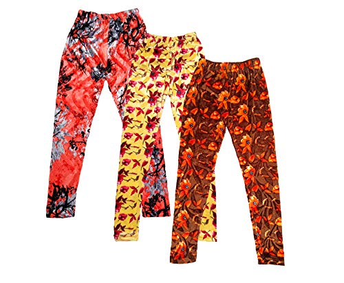 Image of indi weaves Girls Printed Velvet Leggings Pack of 5