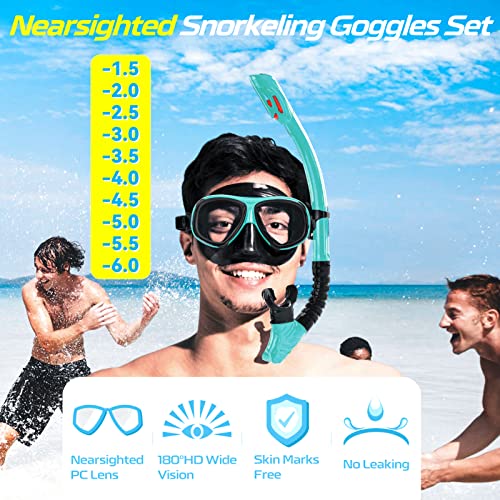 Set de Snorkel para Miopía Nearsighted Dry Snorkel para Adultos y Jóvenes, Máscara de Buceo Anti-Vaho y Tubo Seco con Montura Desmontable para Cámara miniatura 2