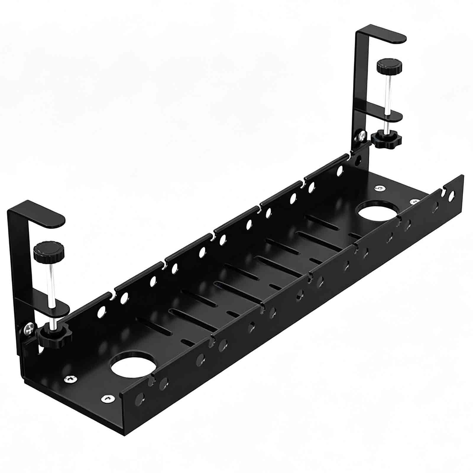 Canaleta para Cables Ajustable 37-64cm, Organizador Metálico canaleta para Regleta Home Office Gaming(Black)