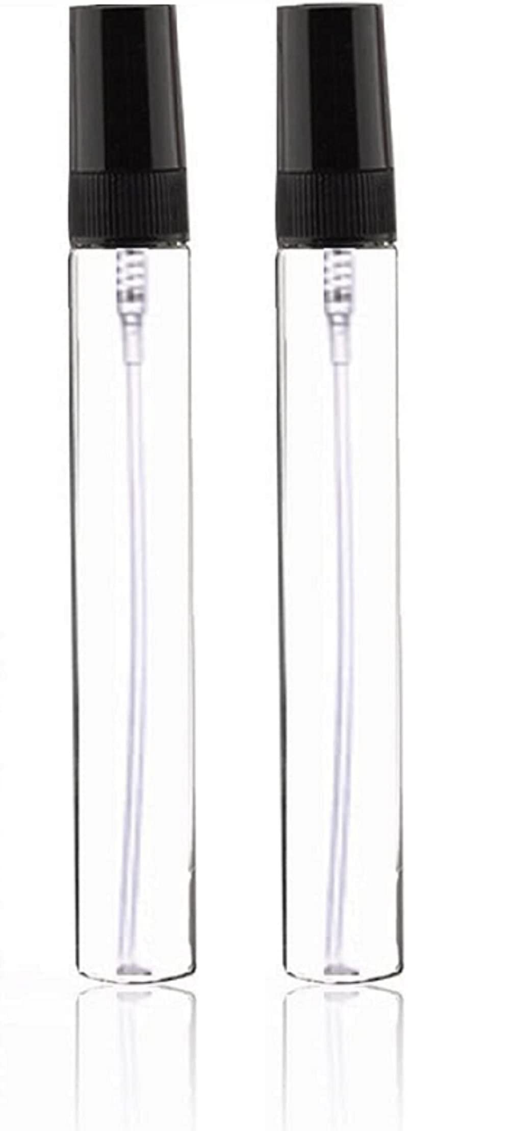 Cmj Black 2 X 10Ml Clear Glass Spray Bottles Atomiser Travel Perfume Liquid Sample Atomizer Lid Uk Seller