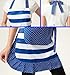 Lovely Lady's Kitchen Fashion Cooking Baking Kitchen Aprons with Pockets for Mother's Day Gift, Plus Size Apron (31 x 28 Inches) Blue,white