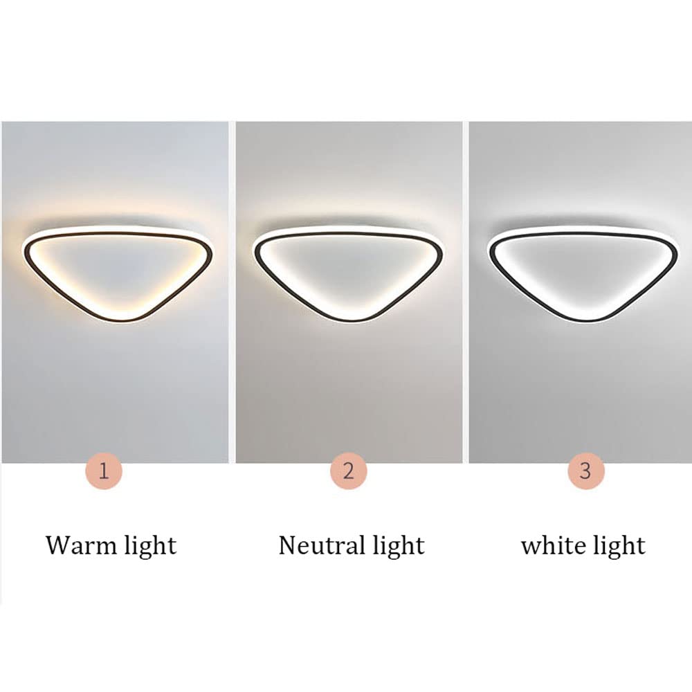Lampy wiszące, oprawa sufitowa LED do montażu podtynkowego, kreatywna lampa metalowa do modelowania trójkątów, trójkolorowe przyciemnianie, lampy dekoracyjne do korytarza do sypialni (40 cm) LWX