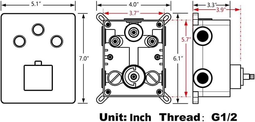 Miniatura 8 de Sistema de ducha Body Jet WHSHOWER con válvula termostática, grifo de lluvia combinado con doble función, 4 chorros corporales, cabezal de ducha LED