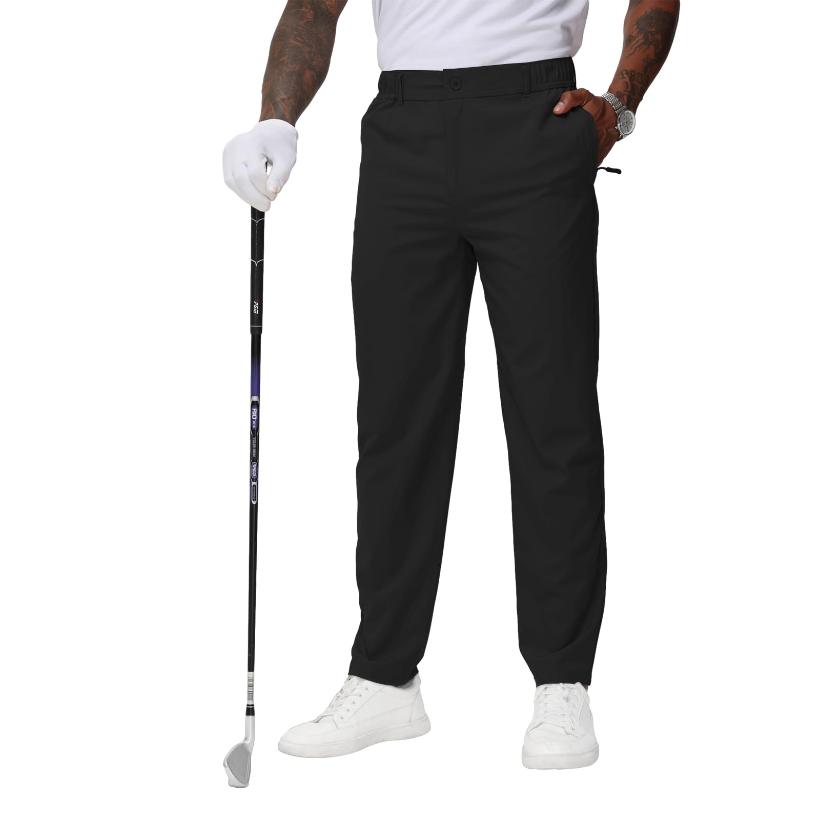 Lexiart Mens Golf Pants Relaxed Fit Stretch Casual Work Quick Dry Pants Lightweight Flat Front Slacks